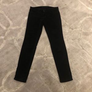 J Brand Black Velvet Low Rise Skinny Jeans